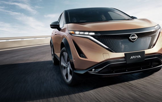 Nissan ARIYA front view focus on wheel cornering | Romeo Nissan in Kingston NY