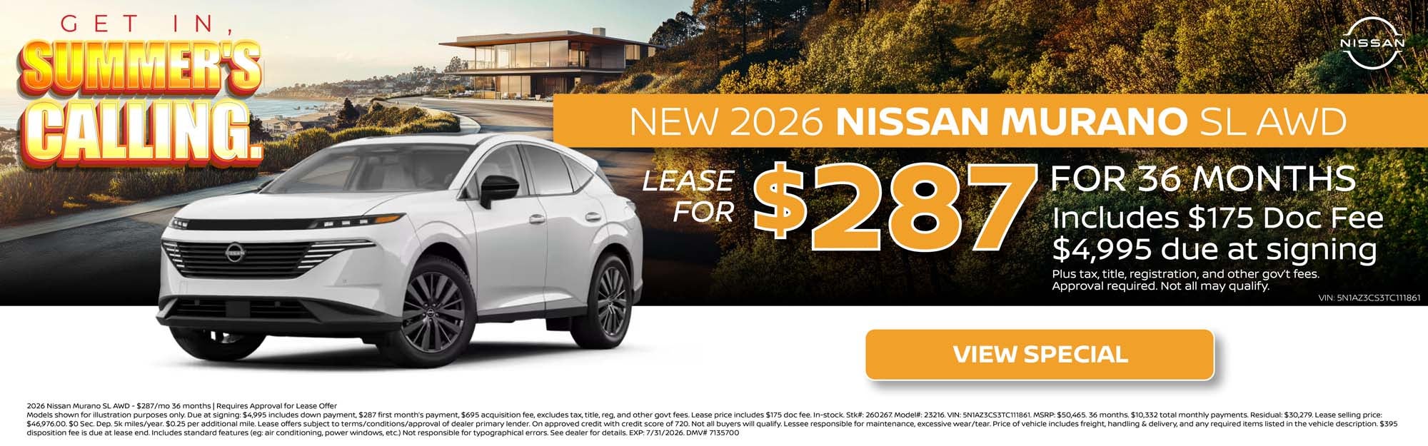 Nissan Murano Lease - $287/mo