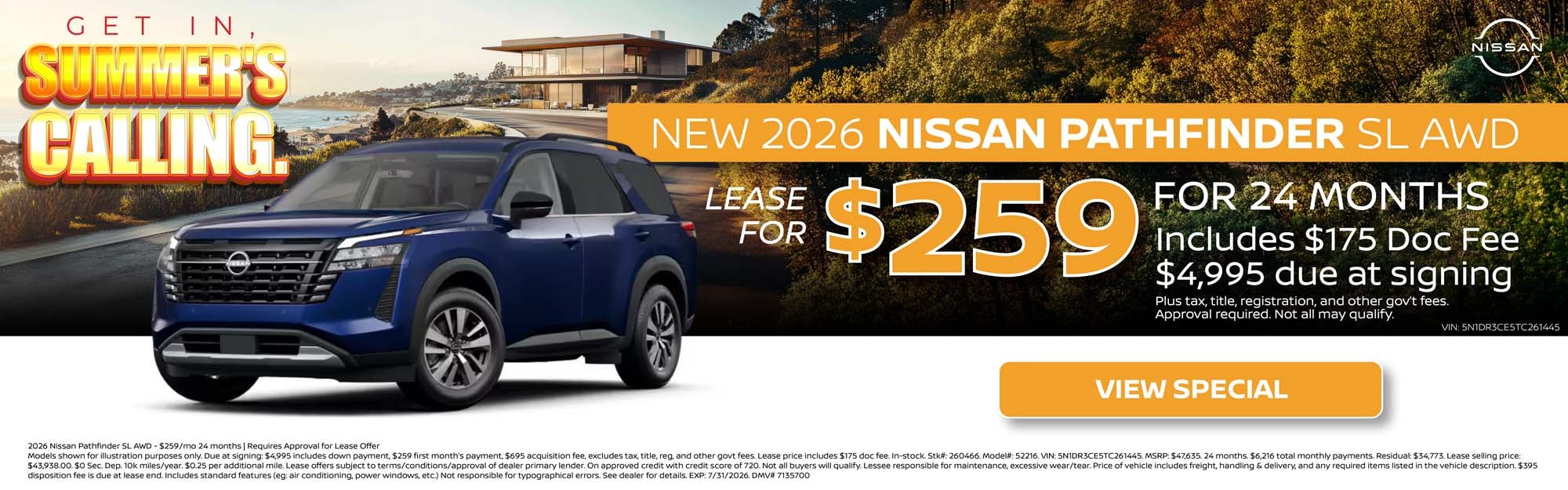 Nissan Pathfinder Lease - $259/mo
