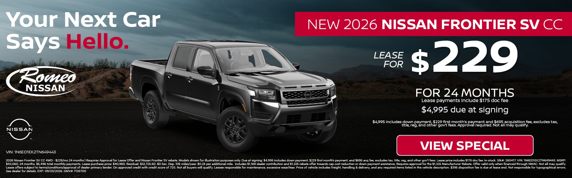 2026 Nissan Frontier SV CC
