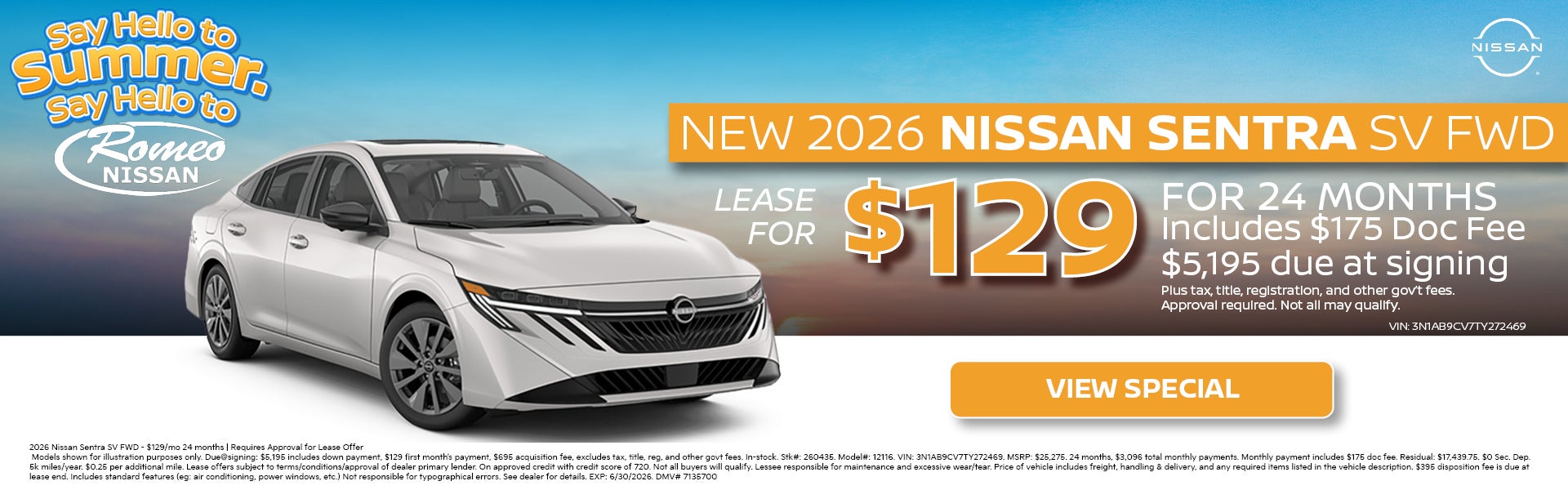 Nissan Sentra SV Lease